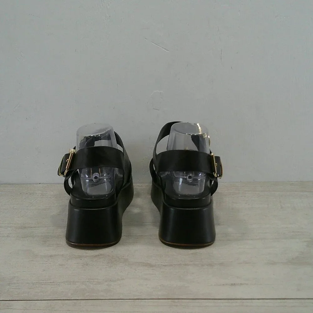 JSlides Chocolate Brown Leather Y2k Style Brooke Platform Comfort Sandals SZ 11